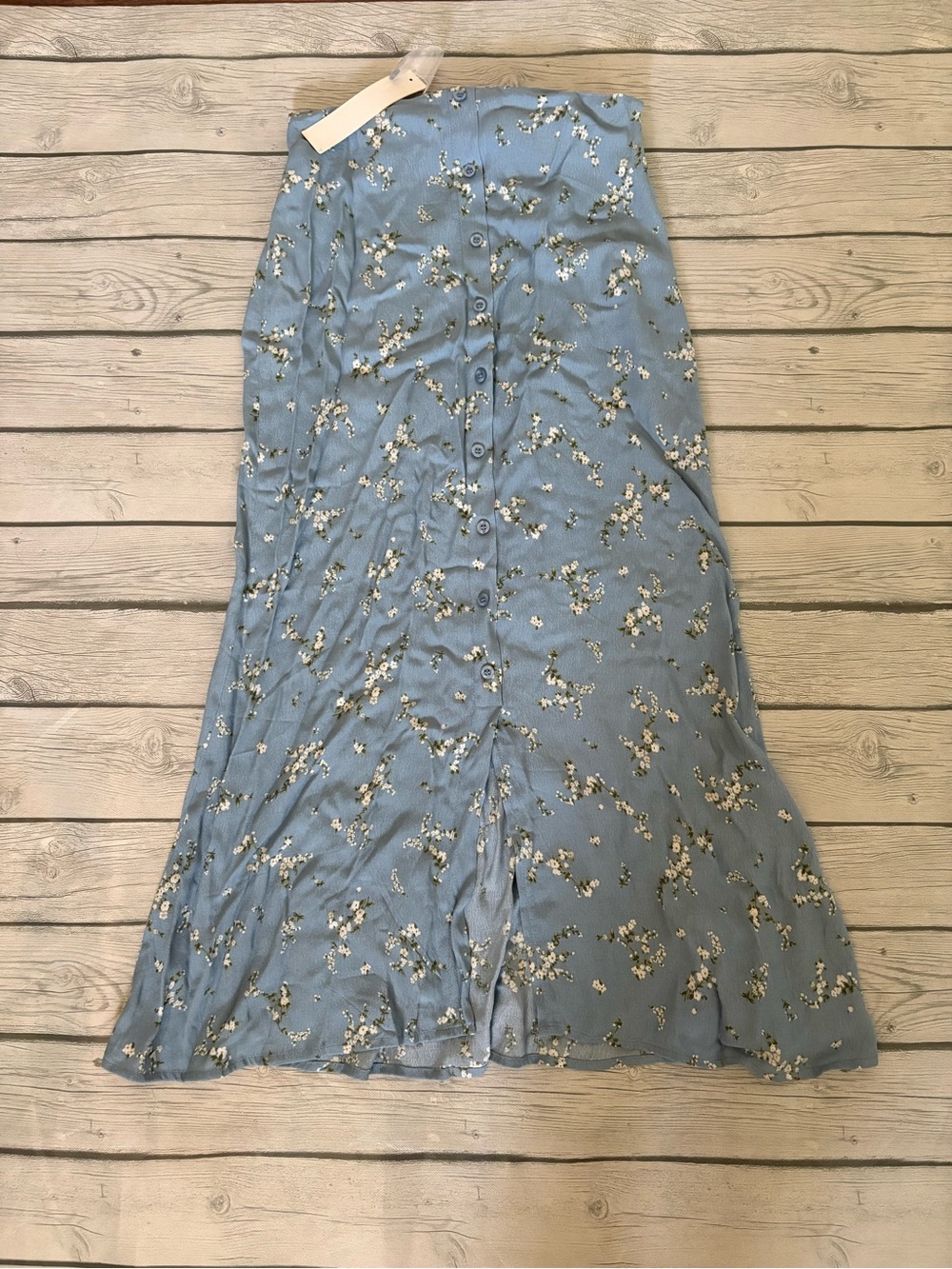Workshop Republic Clothing Blue Floral Button-Front Maxi Skirt